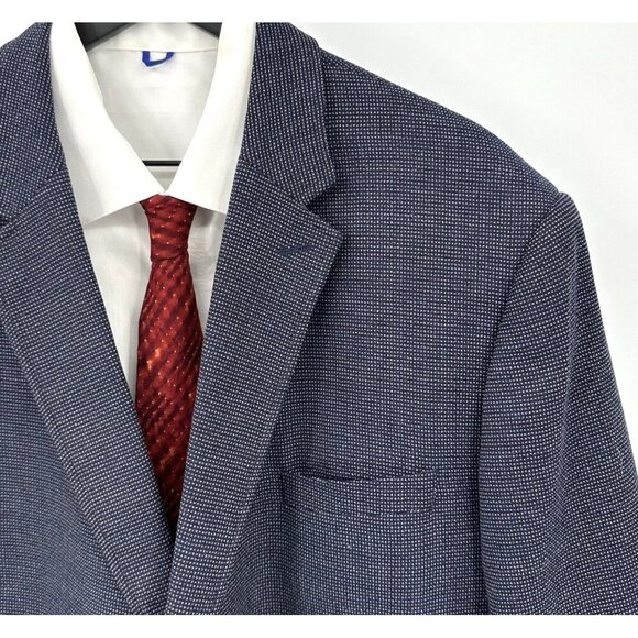 ONE 1 LIKE NO OTHER jacket blazer sport coat birdseye two button career blue 50R - Picture 1 of 8